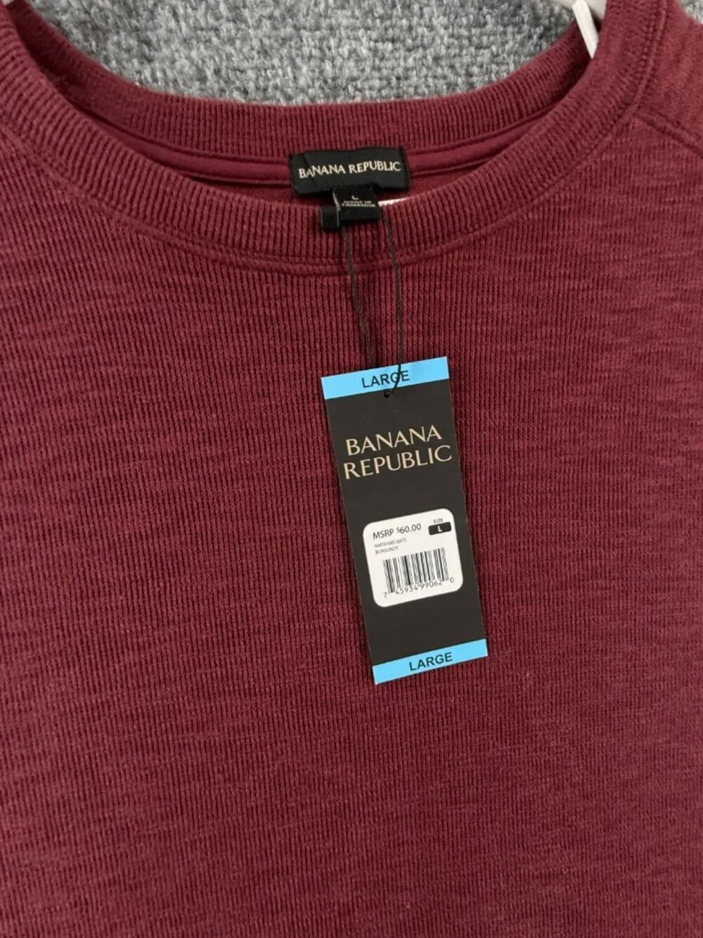 NWT Banana Republic Sweater Men Large Red Double Knit Cew Neck Pullover Jumper